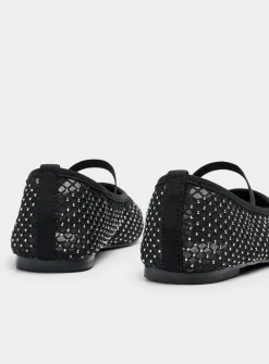 Roamm mesh and crystals Mary Jane ballet flats
