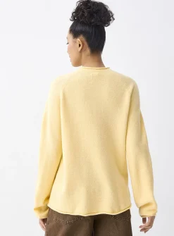 Rolled hem bouclé knit sweater
