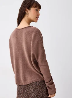Roll-edge cardigan