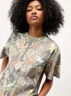 Rose print camo pattern T-shirt