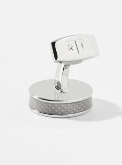 Round carbon cuff links