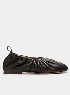 Ruched leather ballet flats