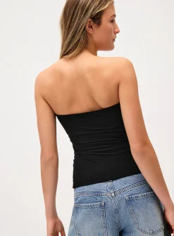 Ruched mesh tube top
