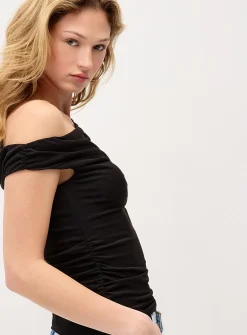 Ruched off-the-shoulder cami