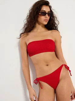 Ruffle texture bandeau bikini top