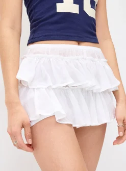Ruffled cotton mini short