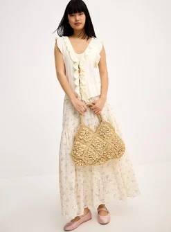 Ruffled edging tie cardigan