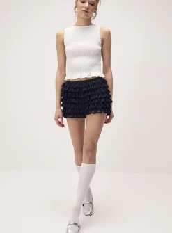 Ruffled lace mini short