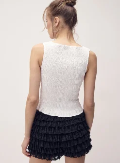 Ruffled lace mini short
