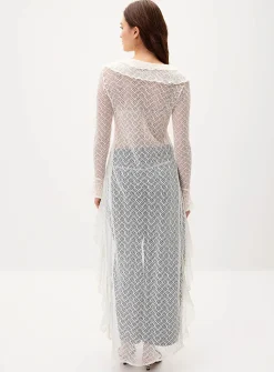 Ruffled long cardigan