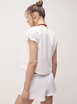Ruffled poplin mini-short