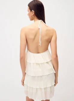 Ruffled tiered halter dress