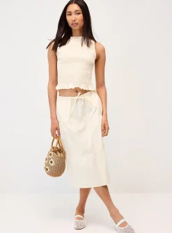 Ruffled trim smocked cami