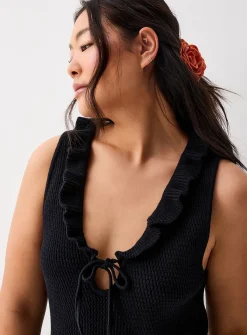 Ruffled-trim crochet dress