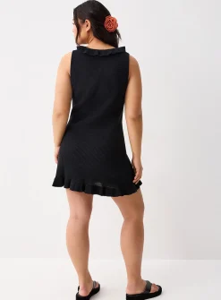 Ruffled-trim crochet dress