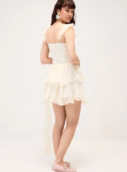 Ruffles and textured polka dots minidress
