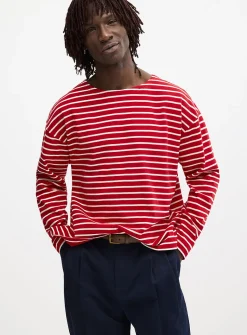 Sailor-striped boatneck T-shirt