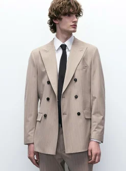 Sand double-breasted jacket