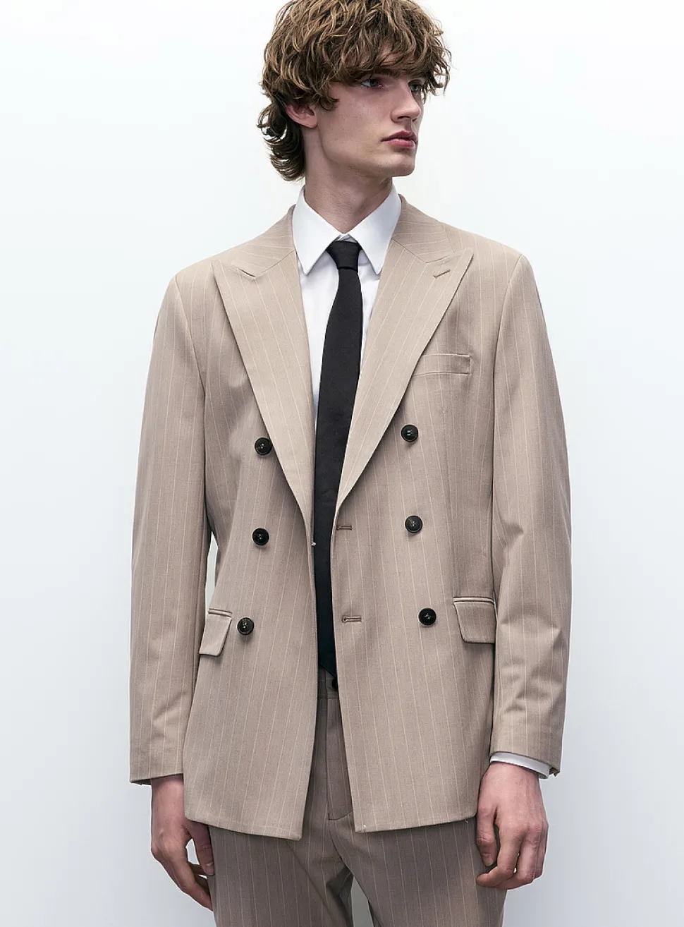 Sand double-breasted jacket