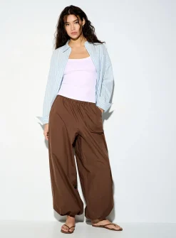 Sara poplin elastic ankle barrel-leg pant