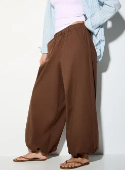 Sara poplin elastic ankle barrel-leg pant