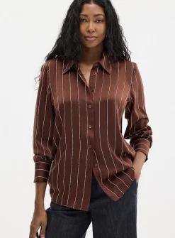 Satiny banker-stripe shirt
