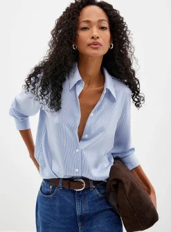 Satiny banker-stripe shirt