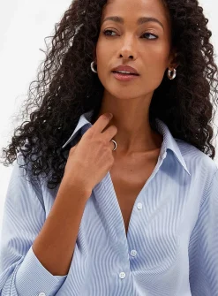 Satiny banker-stripe shirt