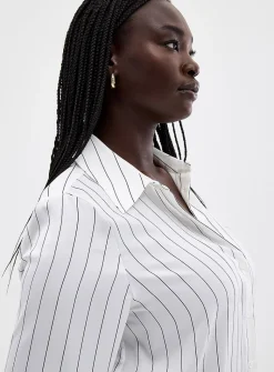 Satiny banker-stripe shirt