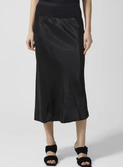 Satiny black pencil skirt