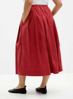 Satiny drawcord-waist skirt