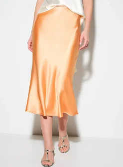 Satiny midi skirt