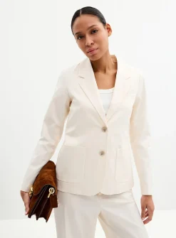 Satiny patch-pocket blazer