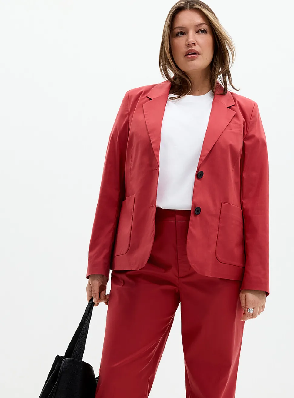 Satiny patch-pocket blazer