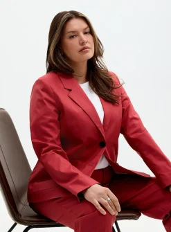 Satiny patch-pocket blazer