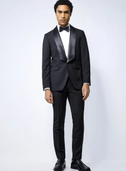 Satiny shawl collar tuxedo jacket