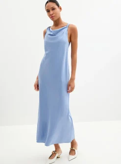 Satiny twisted-strap dress