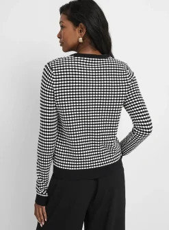 Scale texture fine-knit cardigan