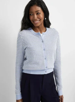 Scale texture fine-knit cardigan