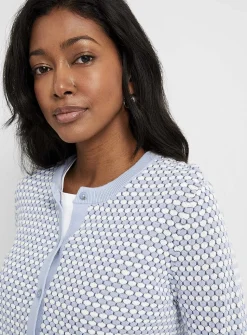 Scale texture fine-knit cardigan