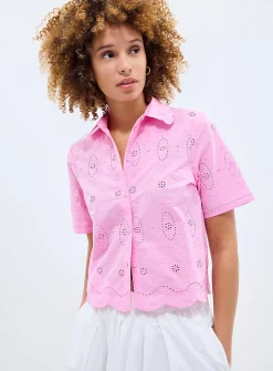 Scalloped collar broderie anglaise shirt