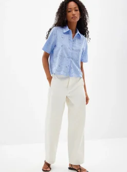 Scalloped collar broderie anglaise shirt
