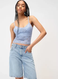Scallpoed lace trim cropped cami