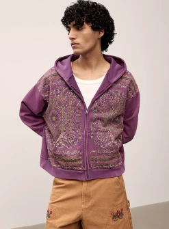Scarf pattern zipped hoodie