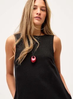 Scoop-back linen-blend dress