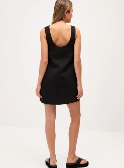 Scoop-back linen-blend dress