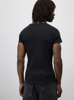 Scoop-neck ribbed jersey T-shirt