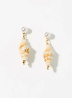 Seashell and pearl earrings