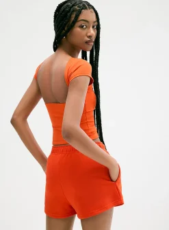 Second-skin open-back T-shirt
