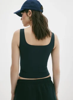Second-skin square-neck cropped cami